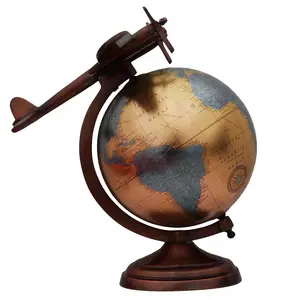 8" Unique Decorative Shiny brown Antiique Look Geographic Educational Globe with Stand - Perfect for Home, Office & Classroom By Globes Hub