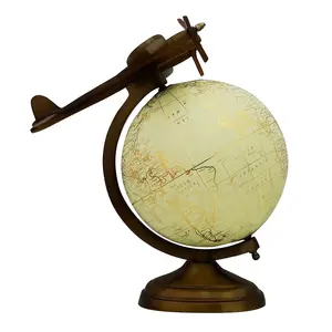 13" Desktop Rotating Unique Design Globe World Yellow Ocean Earth Table Decor - Perfect for Home, Office & Classroom By Globes Hub
