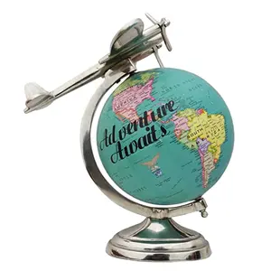 13" Unique Antiique Look Sea GreenDesktop Unique Design Rotating Globe World Green Ocean Earth Table Decor By Globes Hub-Perfect for Home, Office & Classroom