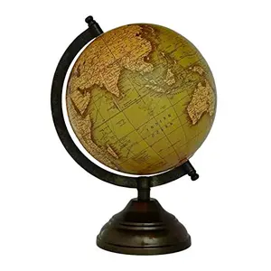 8" Unique Antiique Look rustic brown Geographic Educational Globe with Stand - Perfect for Home, Office & Classroom By Globes Hub