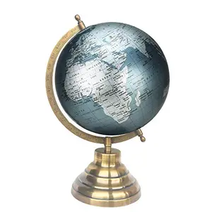 8" Marquise Silver Educational, Antique Globe with Brass Antique Arc and Base , World Globe , Home Decor , Office Decor , Gift Item By Globes Hub