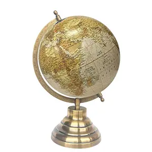 8" Earth Texture Educational, Antique Globe with Brass Antique Arc and Base , World Globe , Home Decor , Office Decor , Gift Item By Globes Hub