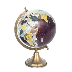 8" Surahi Designer Midnight Indigo Educational, Antique Globe with Brass Antique Arc and Base , World Globe , Home Decor , Office Decor , Gift Item By Globes Hub