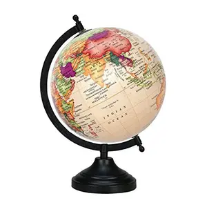 8" Cream Multi Contour Educational, Antique Globe with Black Matt Arc and Base , World Globe , Home Decor , Office Decor , Gift Item By Globes Hub