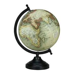 8" Graphic Grey Brown Educational, Antique Globe with Black Matt Arc and Base , World Globe , Home Decor , Office Decor , Gift Item By Globes Hub