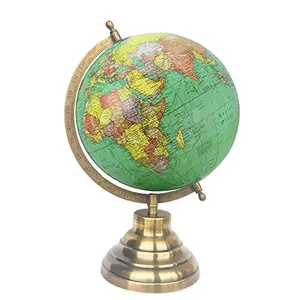 8" Green Texture Educational, Antique Globe with Brass Antique Arc and Base , World Globe , Home Decor , Office Decor , Gift Item By Globes Hub
