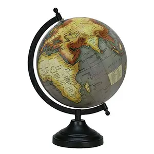 8" Grey Brown Educational, Antique Globe with Black Matt Arc and Base , World Globe , Home Decor , Office Decor , Gift Item By Globes Hub