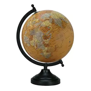 8" Mustard Educational, Antique Globe with Black Matt Arc and Base , World Globe , Home Decor , Office Decor , Gift Item By Globes Hub