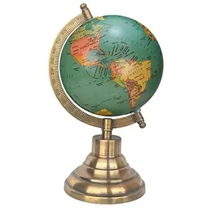 5" Green Educational, Antique Globe with Brass Antique Arc and Base , World Globe , Home Decor , Office Decor , Gift Item By Globes Hub