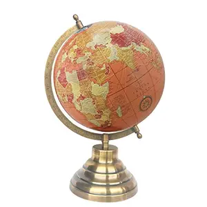 8" Rust Red Educational, Antique Globe with Brass Antique Arc and Base, World Globe , Home Decor , Office Decor , Gift Item By Globes Hub