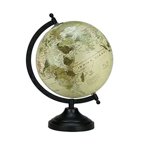 8" Old Beige New Educational, Antique Globe with Black Matt Arc and Base , World Globe , Home Decor , Office Decor , Gift Item By Globes Hub
