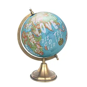 8" Surahi Designer Love Calligraphy Blue Educational, Antique Globe with Brass Antique Arc and Base , World Globe , Home Decor , Office Decor , Gift Item By Globes Hub