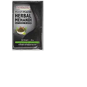 Patanjali Kesh kanti Herbal Mehandi Natural Black -20 gm - Pack of 6