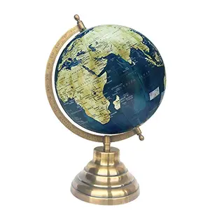8" Blue Texture Cream, 8 inches Educational Globe with Brass Antique Arc and Base By Globes Hub