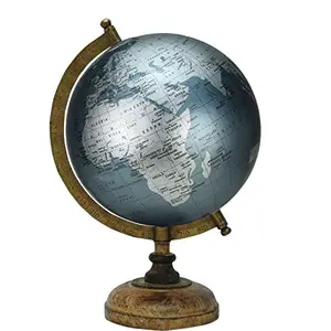 8" Marquise Silver Educational, Antique Globe with Brass Antique Arc and Wooden Base , World Globe , Home Decor , Office Decor , Gift Item By Globes Hub