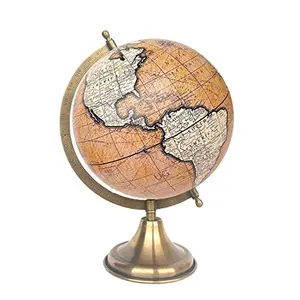 8" Surahi Designer Peach Cream Educational, Antique Globe with Brass Antique Arc and Base , World Globe , Home Decor , Office Decor , Gift Item By Globes Hub