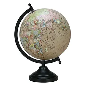 8" Beige Educational, Antique Globe with Black Matt Arc and Base , World Globe , Home Decor , Office Decor , Gift Item By Globes Hub