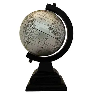 4" Unique Antiique Look glossy grey Geographic Educational Globe with Stand - Perfect for Home, Office & Classroom By Globes Hub