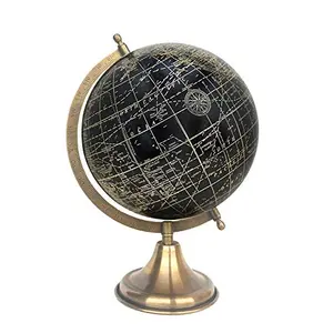 8" Surahi Designer Black Gold Educational, Antique Globe with Brass Antique Arc and Base , World Globe , Home Decor , Office Decor , Gift Item By Globes Hub