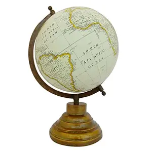 8" Unique Antiique Look white Geographic Educational Globe with Stand - Perfect for Home, Office & Classroom By Globes Hub