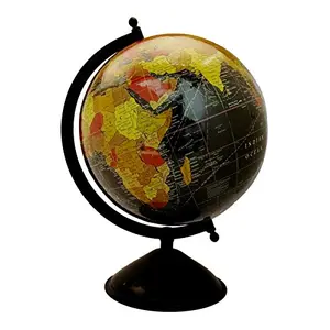8" Unique Antiique Look Black Geographic Educational Globe with Stand - Perfect for Home, Office & Classroom By Globes Hub