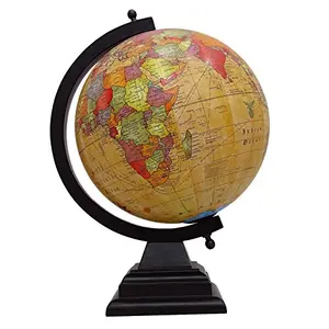 8" Unique Antiique Look light brown color Geographic Educational Globe with Stand - Perfect for Home, Office & Classroom By Globes Hub