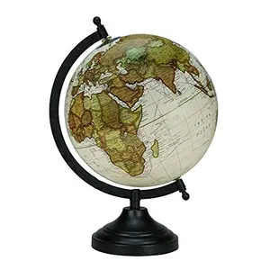 8" Cream Multicolour Educational, Antique Globe with Black Matt Arc and Base , World Globe , Home Decor , Office Decor , Gift Item By Globes Hub