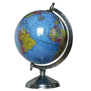 8" Unique Antiique Look Sky Blue Geographic Educational Globe with Stand - Perfect for Home, Office & Classroom By Globes Hub
