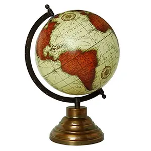 8" Cream Brown Unique Antiique Look Geographic Educational Globe with Stand - Perfect for Home, Office & Classroom By Globes Hub