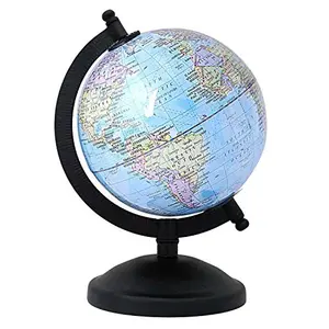 5" Unbreakable Unique Antiique Look Metal ARC and Base Sky Blue Laminated Political Globe By Globes Hub