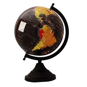 8" Black Unique Antiique Look Geographic Educational Globe with Stand - Perfect for Home, Office & Classroom By Globes Hub
