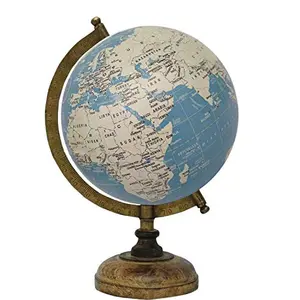 8" Blue Cream Educational, Antique Globe with Brass Antique Arc and Wooden Base , World Globe , Home Decor , Office Decor , Gift Item By Globes Hub