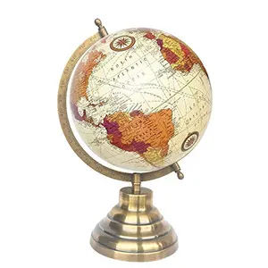 8" Cream Multicolour Purple Educational, Antique Globe With Brass Antique Arc And Base By Globes Hub