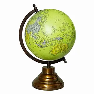 8" Unique Antiique Look Light Green Geographic Educational Globe with Stand - Perfect for Home, Office & Classroom By Globes Hub