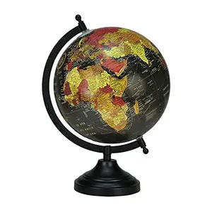 8" Black Red Multicolour Educational, Antique Globe with Black Matt Arc and Base , World Globe , Home Decor , Office Decor , Gift Item By Globes Hub