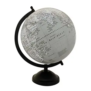 8" Unique Antiique Look grey Geographic Educational Globe with Stand - Perfect for Home, Office & Classroom By Globes Hub
