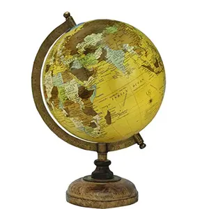 8" New Beige Educational, Antique Globe with Brass Antique Arc and Wooden Base , World Globe , Home Decor , Office Decor , Gift Item By Globes Hub