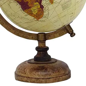 8" Cream Multicolour Purple Educational, Antique Globe With Brass Antique Arc And Wooden Base By Globes Hub