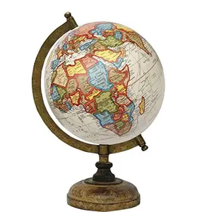 8" Cream Multi New Educational, Antique Globe with Brass Antique Arc and Wooden Base , World Globe , Home Decor , Office Decor , Gift Item By Globes Hub