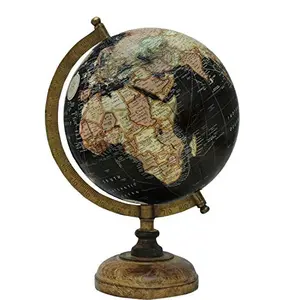 8" Black Peach Educational, Antique Globe with Brass Antique Arc and Wooden Base , World Globe , Home Decor , Office Decor , Gift Item By Globes Hub