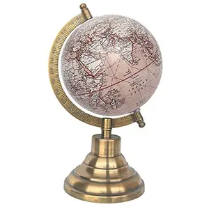 5" Cream Red Multicolour Educational, Antique Globe with Brass Antique Arc and Base , World Globe , Home Decor , Office Decor , Gift Item By Globes Hub