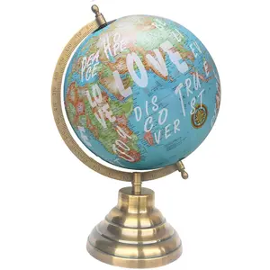 8" Love Calligraphy Blue Educational, Antique Globe with Brass Antique Arc and Base , World Globe , Home Decor , Office Decor , Gift Item By Globes Hub