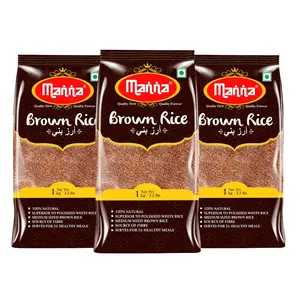 Manna Brown Rice 3kg (1kg x 3 Packs) - Premium Quality Long Grain Unpolished. 100% Natural. Naturally Low GHigh in Fibre