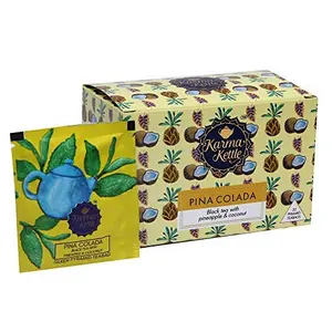 Karma Kettle Pina Colada - Black Tea with Pineapple Coconut and Passion Fruit ( 20 Silken Pyramid Teabags, 40 gms )