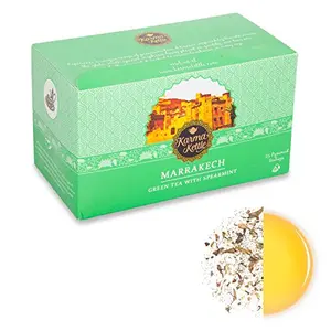 Karma Kettle Marrakech - Authentic Moroccan Mint tea, Green Tea With Spearmint, ( 25 Silken Pyramid Teabags )