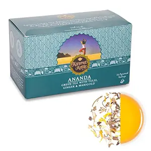 Ananda-Green Tea With Tulsi Ginger Marigold Loaded With 100% Pure Natural Tulsi Or Holy Basil Ginger Or Super Root 25 Pyramid Teabags