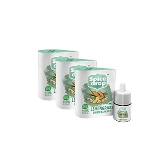 Lemongrass Ginger Natural Extract | for Tea Soups Shakes and Beverages | 5 ml ( Pack of 3  x 180 Drops)