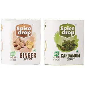 Spicy Tea Combo | Natural Extract of Ginger (Adrak) and Cardamom (Elaichi)| For Food Beverages and Dessert |10ml (180 drops)