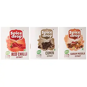 Kitchen combo pack | Natural Extract of Garam Masala Jeera (Cumin) & Red Chilly (Lal Mirch)| Spices for Curry Birayani Indian Gravies | 15ml (5mlx3)