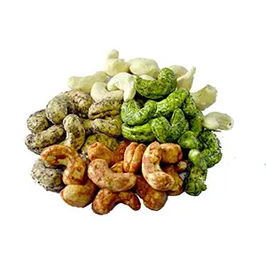 Mixed Flavour Cashew nuts (Red Chilli Cashew, Black Pepper Cashew, Green Chilli Cashew and Roasted Salted Cashew), 400gms